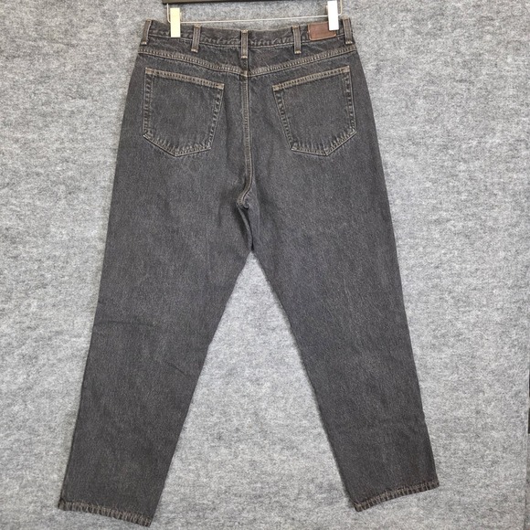 Vintage LL Bean Jeans Mens 35X31 Black‎ Denim Fleece Lined Straight Leg 90s - Picture 4 of 13